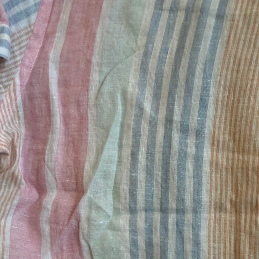 Brooks Brothers Linen Pink, Blue, and Cream Striped Shirt - Picture 7 of 11